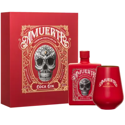 Amuerte Gin Red Geschenkset mit zwei Gläser